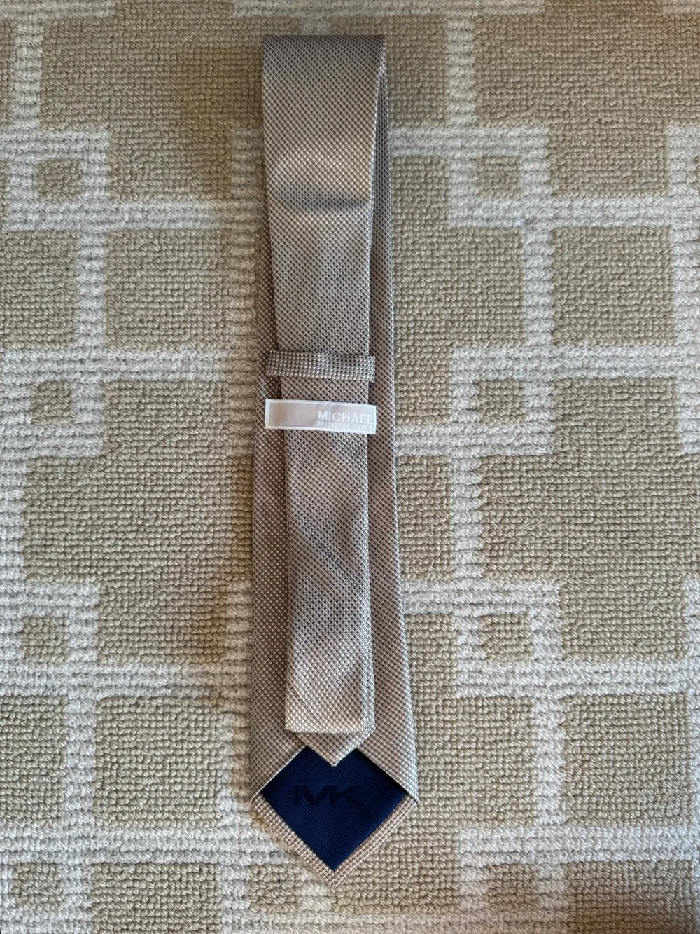 Michael Kors 100% Silk Tie Textured Champagne Beige Classic Necktie Wedding